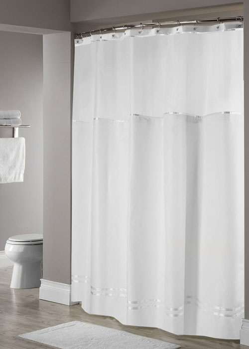 Escape 72 x 72 White Polyester Shower Curtain