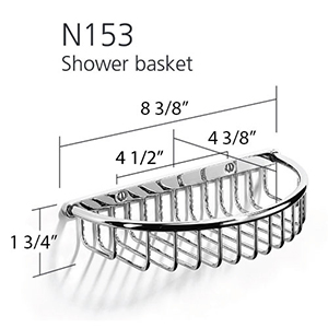 8 3/8" Half-Oval Shower Basket - Polished Brass