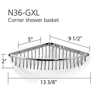 13 3/8" Corner Shower Basket - Polished Nickel