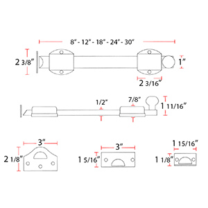 1582 - Surface Bolt - 1" Throw