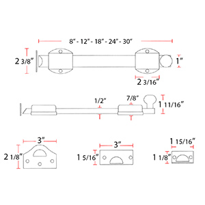 1582 - Surface Bolt - 1" Throw