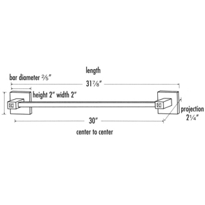 C8420-30 - Contemporary Square Crystal - 30" Towel Bar