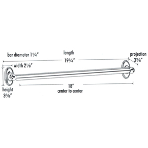 A8023-18 - Classic Traditional - 18" x 1.25" Grab Bar