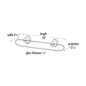 A9250-18 - Yale - 18" Glass Shelf