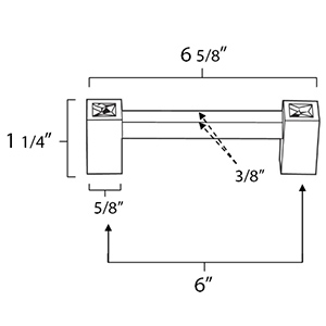 C718-6 - Contemporary Square Crystal - 6" Cabinet Pull