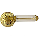 Baldwin Privacy Crystal Door Levers w/ Round Rosette - Polished Brass