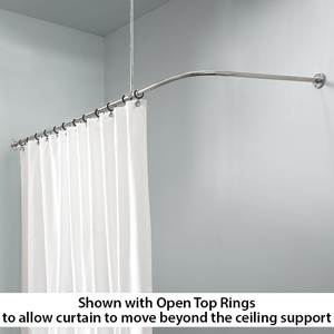 30" x 66" - Corner Shower Rod - Traditional Oval Flange
