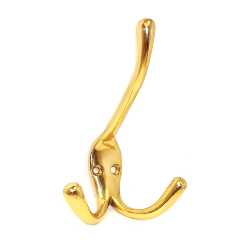 Triple Hook Polished Brass