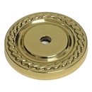 Period Brass Rope Knob Backplate - 1-5/8" Diameter - Polished Brass