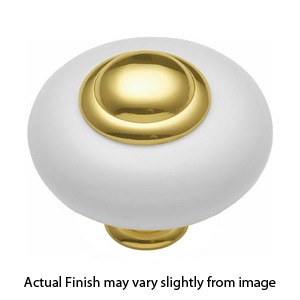 Porcelain 1.25" Cabinet Knob - White/ Polished Brass