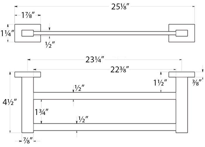 Modern 55D 25" Double Towel Bar
