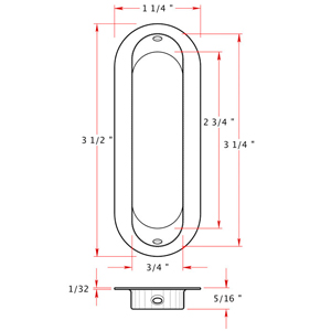 Oblong Flush Pull - 3.5"