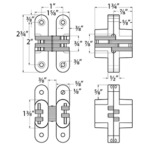 2.75" x 1.75" Concealed Hinges