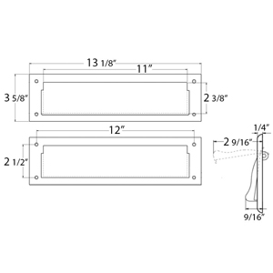 13 1/8" Mail Slot w/ Interior Flap