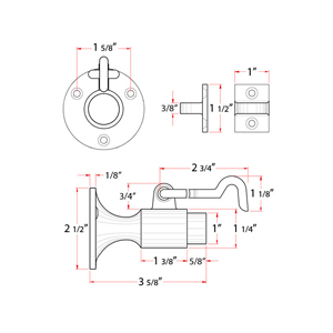 Deltana Wall Mount Bumper w/Hook - Polished Brass