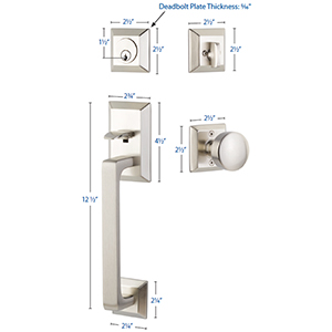 Emtek - Heritage Sectional Tubular Right-Hand Lever Entrance Set