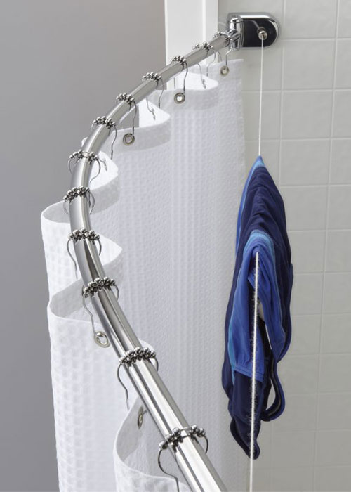 Curved Shower Rod With Retractable, Hookless Shower Curtain Curved Rod