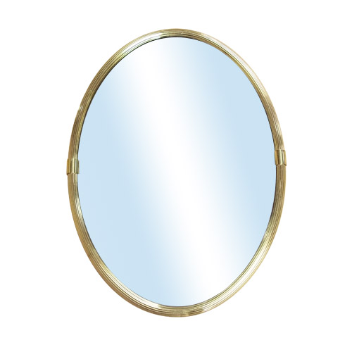 Oval Wall Mirror Ribbed Design Polished Brass Oval Wall Mirror Ribbed Design