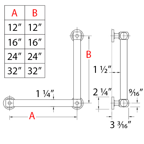 LShaped Grab Bar Contemporary Smooth