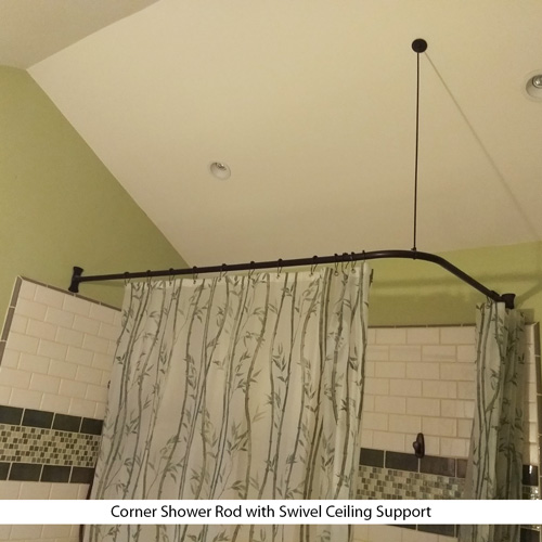 Corner Shower Rod 36 X, Shower Rod Ceiling Support With Bracket