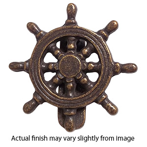 Ship's Wheel Door Knocker - Weathered Bronze