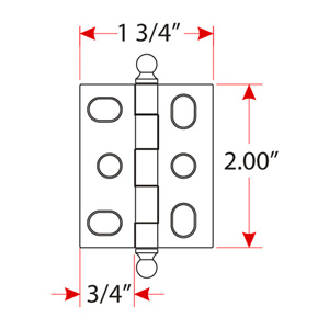 1111B - Ball Tip - Mortise Hinge