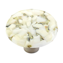 31-WLP - Ice Glass - 1.5" Round Knob - White Lace Pebbles