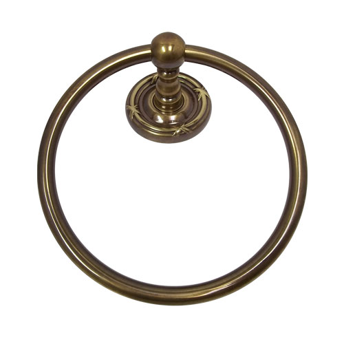 Ribbon & Reed Towel Ring - Antique Brass
