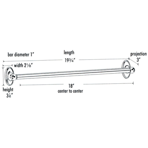 A8022-18 - Classic Traditional - 18" x 1" Grab Bar