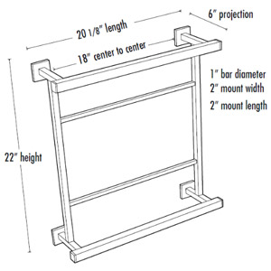 A8428-18 - Contemporary Square - 18" Hospitality Towel Rack