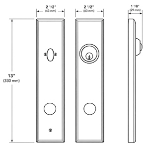 Square Tubular Double Entry Knob Handleset