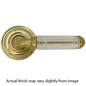 Baldwin Passage Crystal Door Levers w/ Round Rosette - Polished Brass