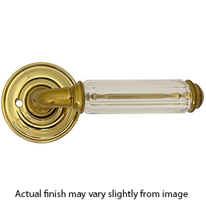 Baldwin Privacy Crystal Door Levers w/ Round Rosette - Polished Brass