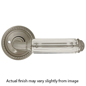 Baldwin Privacy Crystal Door Levers w/ Rope Rosette - Satin Nickel