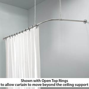 48" x 72" - Corner Shower Rod - Decorative Flange