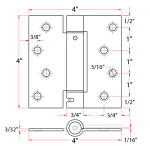 4" x 4" Spring Hinge - Square Corner