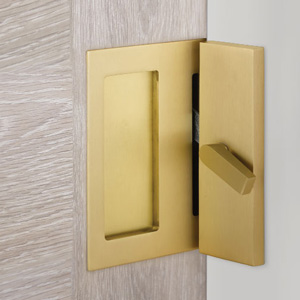 Barn Door Privacy Lock and Flush Pull w/ Integrated Strike