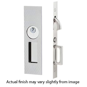 Knurled Narrow Modern Rectangular Pocket Door Mortise Lock