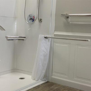 Swing Shower Curtain Rod for Wheelchair Usage