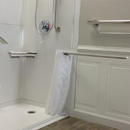 Swing Shower Curtain Rod for Wheelchair Usage