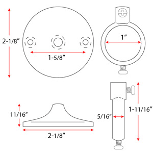Flange & Loop Set for 1" Diameter  Rod