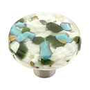 31-GBP - Ice Glass - 1.5" Round Knob - Green/Blue Pebbles